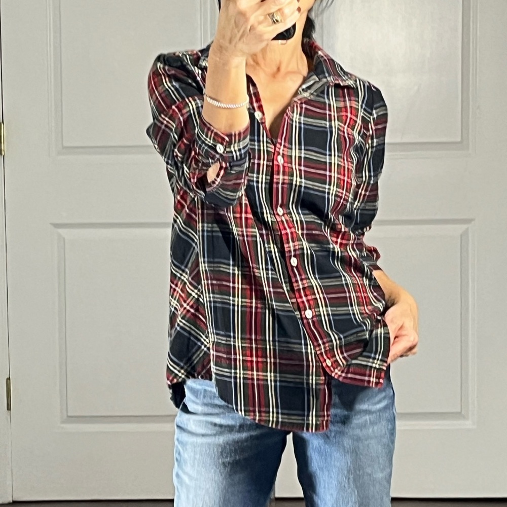 J Jill 100% cotton plaid Button Down Shirt size XS